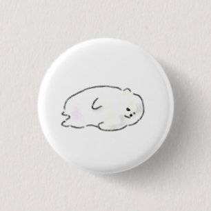 Badge Rond 2,50 Cm Petit ours blanc couché