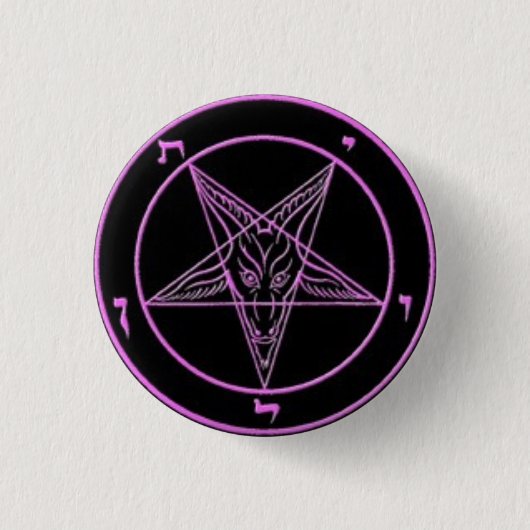 Badge Rond 2,50 Cm Petit Pin noir et rose de Baphomet (Devant)