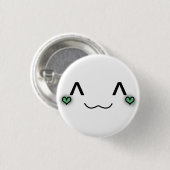 Badge Rond 2,50 Cm petit vert mignon de goupille (Devant & derrière)