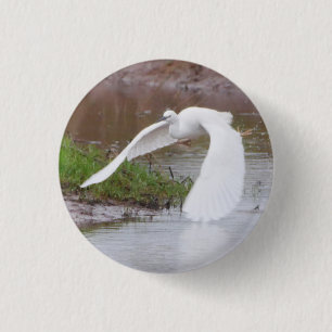 Badge Rond 2,50 Cm Petite aigrette dans l'insigne de vol