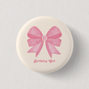 Badge Rond 2,50 Cm Petite fille d'anniversaire de naissance rose mini