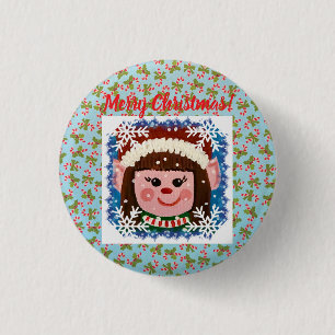 Badge Rond 2,50 Cm Petite Fille Elfe