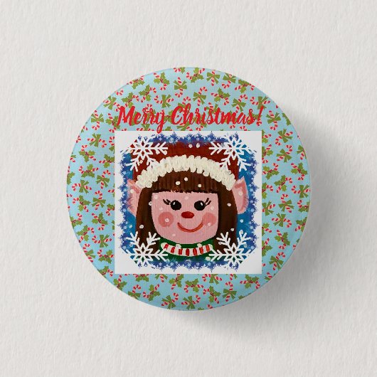 Badge Rond 2,50 Cm Petite Fille Elfe (Devant)