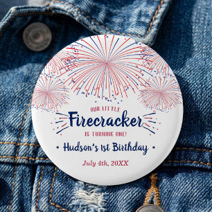 Badge Rond 2,50 Cm Petite Pétard 4 Juillet 1er Anniversaire