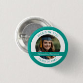 Badge Rond 2,50 Cm Petite photo Turquoise et blanche (Devant & derrière)