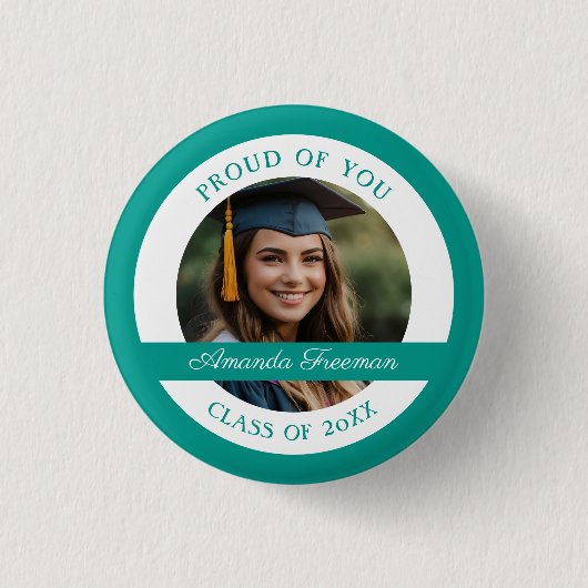 Badge Rond 2,50 Cm Petite photo Turquoise et blanche (Devant)