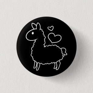Badge Rond 2,50 Cm Petite silhouette de lama