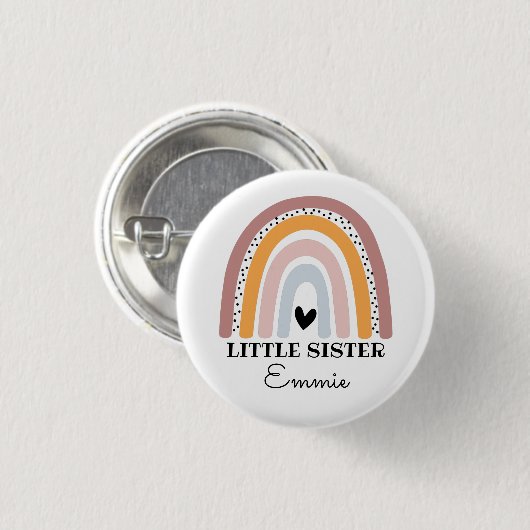 Badge Rond 2,50 Cm Petite soeur arc-en-ciel Boho personnalisée (Devant & derrière)