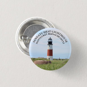 Badge Rond 2,50 Cm Phare de Sankaty Head, bouton Nantucket MA