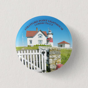 Badge Rond 2,50 Cm Phare de Stratford Point, bouton Connecticut