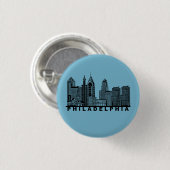 Badge Rond 2,50 Cm Philadelphia Skyline Silhouette  (Devant & derrière)