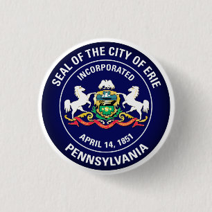 Badge Rond 2,50 Cm Phoque de la ville d'Erie, Pennsylvanie