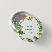 Badge Rond 2,50 Cm Photo de fête d'anniversaire de Dinosaur (Devant & derrière)