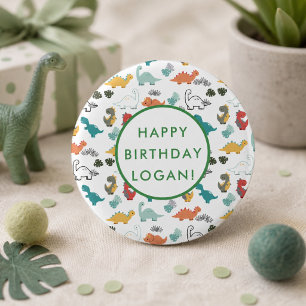 Badge Rond 2,50 Cm Photo de fête d'anniversaire de dinosaure