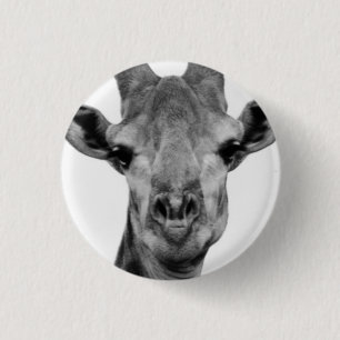 Badge Rond 2,50 Cm Photo de girafe noir et blanc