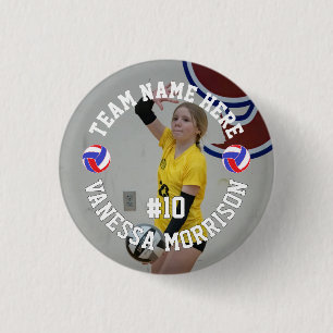 Badge Rond 2,50 Cm Photo de joueur de volley-ball personnalisé petit