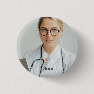 Badge Rond 2,50 Cm Photo et nom du médecin personnalisé