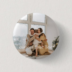 Badge Rond 2,50 Cm Photo et texte personnalisés Personnalisés