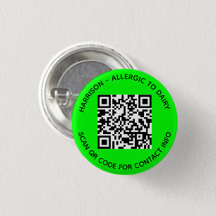 Badge Rond 2,50 Cm Photo personnalisée moderne QR Code scan contact I