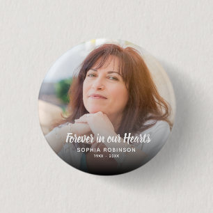 Badge Rond 2,50 Cm Photo Personnalisée Pour Toujours Dans Nos Coeurs 