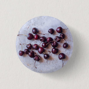 Badge Rond 2,50 Cm Photographie de Cerises Rouges Fraîches