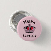 Badge Rond 2,50 Cm Pickleball rose princesse Couronne (Devant & derrière)