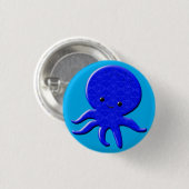 Badge Rond 2,50 Cm Pieuvre Bleue Mignonne (Devant & derrière)