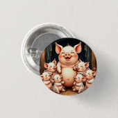 Badge Rond 2,50 Cm  Pig Art – Mother & Piglets (Devant & derrière)