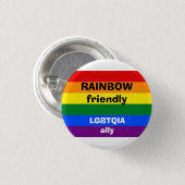 Badge Rond 2,50 Cm Pin amical d'allié de l'arc-en-ciel LGBTQIA (Devant & derrière)