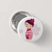 Badge Rond 2,50 Cm Pin de Kokeshi Sakura (Devant & derrière)