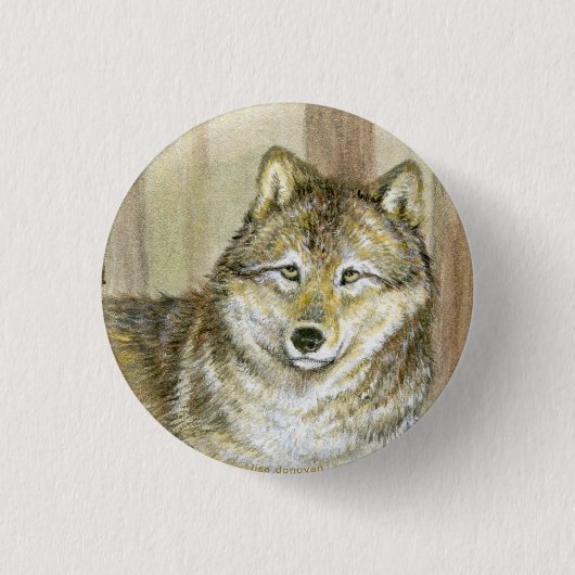 Badge Rond 2,50 Cm Pin de loup de bois de construction (Devant)