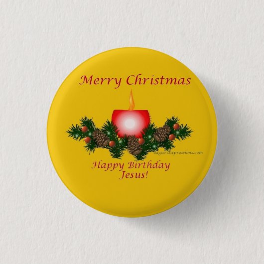 Badge Rond 2,50 Cm Pin d'or de joyeux anniversaire (Devant)