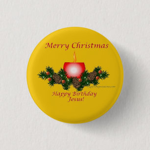 Badge Rond 2,50 Cm Pin d'or de joyeux anniversaire