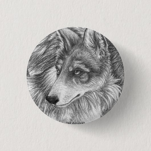 Badge Rond 2,50 Cm Pin mexicain de loup gris (Devant)
