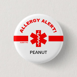 Badge Rond 2,50 Cm Pin personnalisable d'alerte d'allergie