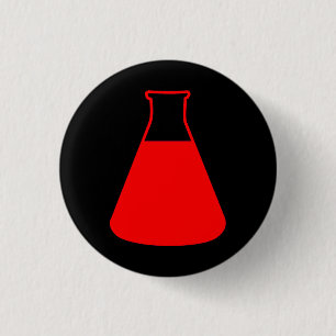 Badge Rond 2,50 Cm Pin rouge de bouton de chimie de flacon erlenmeyer