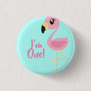 Badge Rond 2,50 Cm Pin tropical de bouton d'anniversaire de Flamant