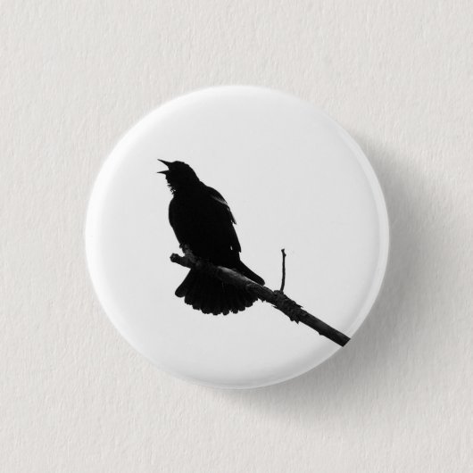 Badge Rond 2,50 Cm Pinceau Silhouette d'oiseau (Devant)