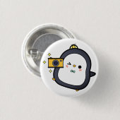 Badge Rond 2,50 Cm Pingouin, Caméra, Caractère (Devant & derrière)