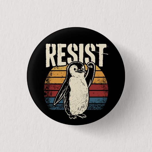 Badge Rond 2,50 Cm Pingouin drôle Résiste aux pingouins Cool Résiste (Devant)
