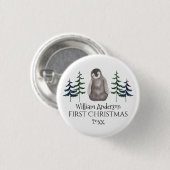 Badge Rond 2,50 Cm Pingouin et arbre de Noël personnalisés (Devant & derrière)