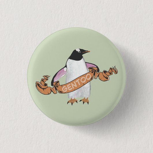 Badge Rond 2,50 Cm Pingouin Gentoo (Devant)