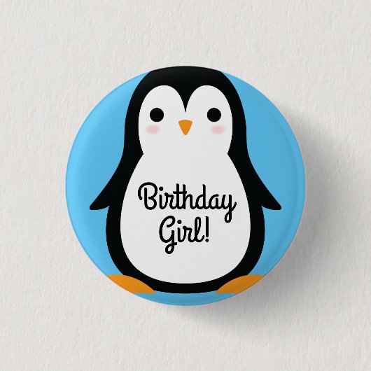 Badge Rond 2,50 Cm Pingouin mignon Hiver 1er Anniversaire Bouton Épin (Devant)