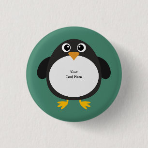 Badge Rond 2,50 Cm Pingouin potelé (personnalisable)