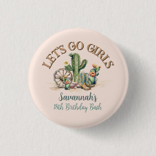 Badge Rond 2,50 Cm Pink Country Cowgirl Rodeo Thème Anniversaire