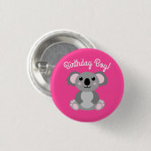 Badge Rond 2,50 Cm Pink Koala Bear Anniversaire (Devant & derrière)