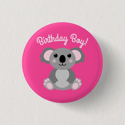 Badge Rond 2,50 Cm Pink Koala Bear Anniversaire (Devant)