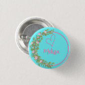 Badge Rond 2,50 Cm Pink Modern Script Girly Monogram Name (Devant & derrière)