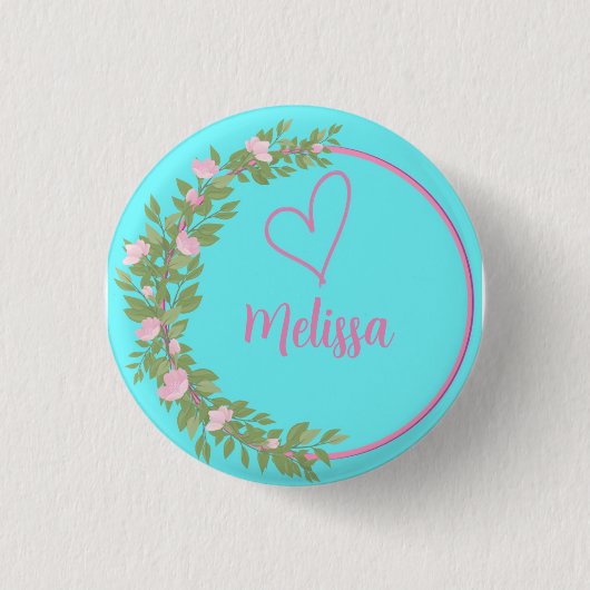 Badge Rond 2,50 Cm Pink Modern Script Girly Monogram Name (Devant)