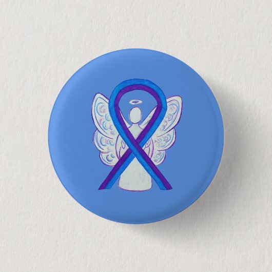 Badge Rond 2,50 Cm Pins Angles de sensibilisation au ruban bleu et vi (Devant)
